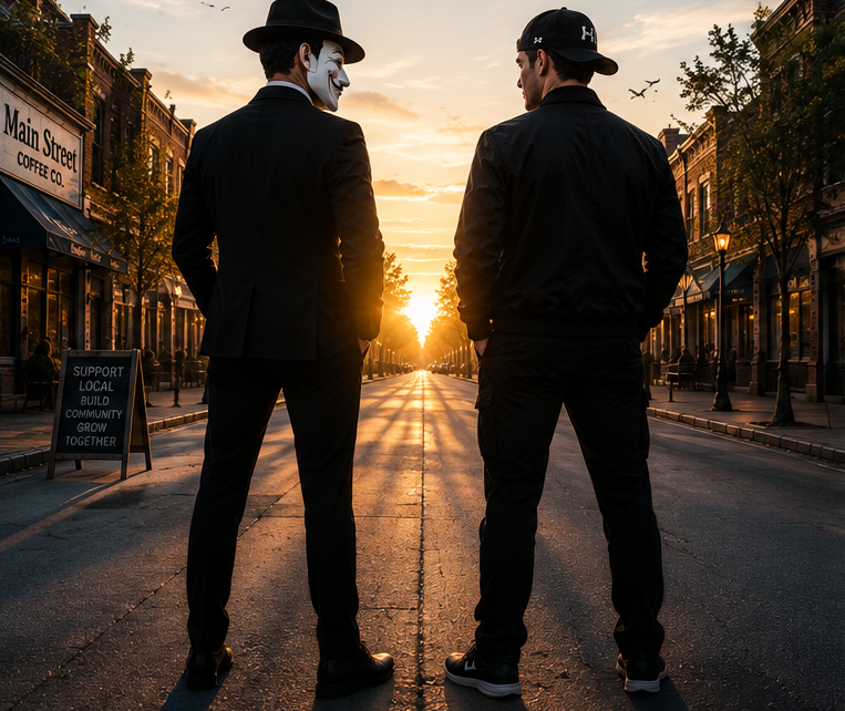 Mark and Jack, HunterLabs founders, on Main Street.