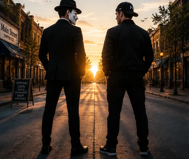 Mark and Jack, HunterLabs founders, on Main Street.